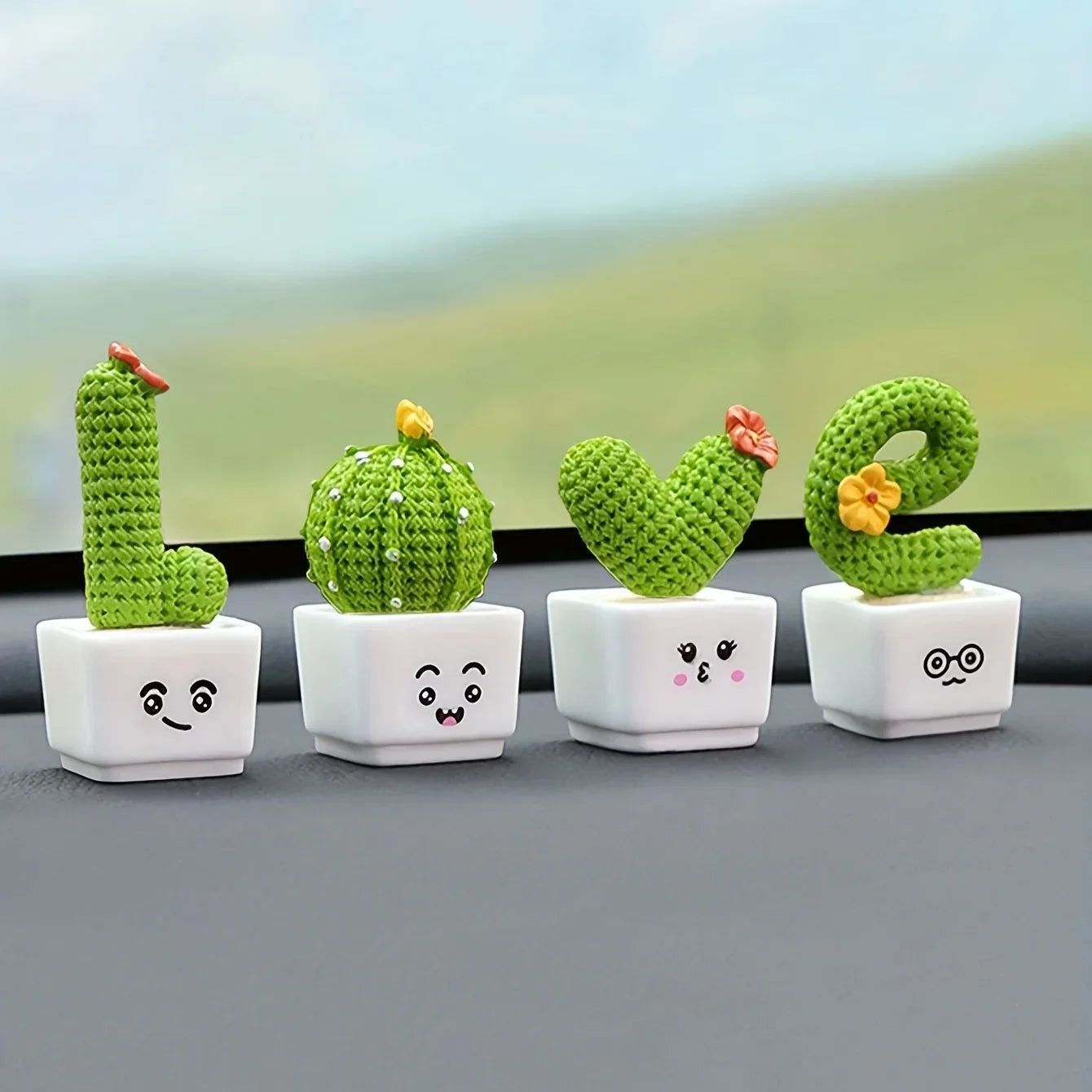 1 Set Of 4, Resin Succulent Cactus Mini Green Plant Car Office Home Living Room Crafts desk decoration home accessories