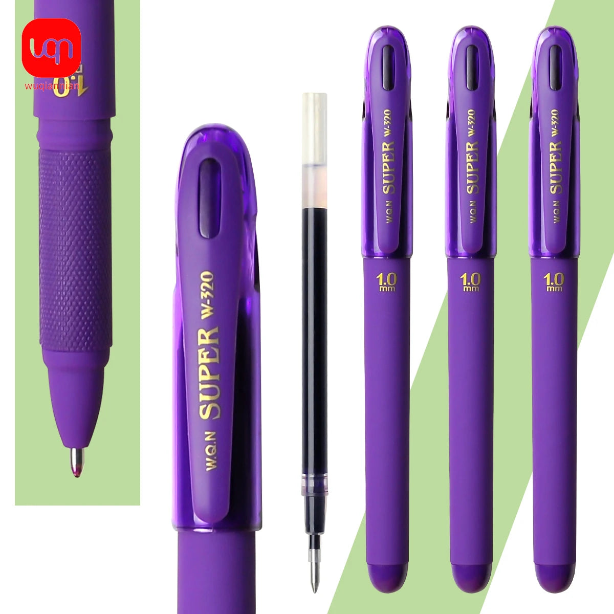 3pcs Purple Ink Gel Pens,1.0mm,Large Capacity Refill,Office Supplies Back to School Stationery,Student Pen Writing Tools