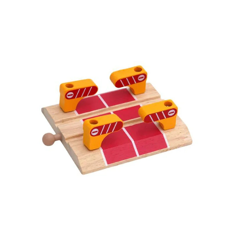 Toddlers Toys Wooden Train Railway Track Accessories Barricade, Platform Track Scene Puzzle Toys For Boys & Girls