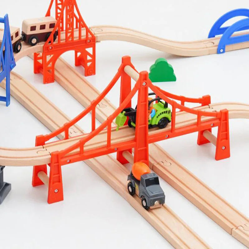 Wooden Train Track Set Accessories Track Expansion Part Wooden Railway Scene accessories Bridge Christmas Gift For Toddlers