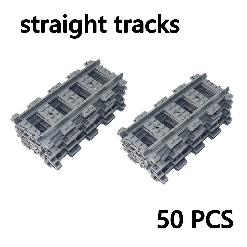 City Trains straight  Track Rail Bricks Model Uphill Tracks soft Flexible Switch curved Railway  Building Blocks kids Toys