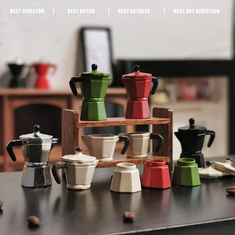 1pc Mini coffee pot, coffee machine, toy model, coffee utensil, miniature scene, doll house accessories