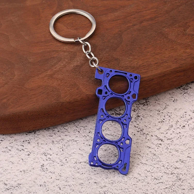 Automotive Gear Head Keychain - Speed Gearbox Keyring with Turbo Hub & Brake Disc Design