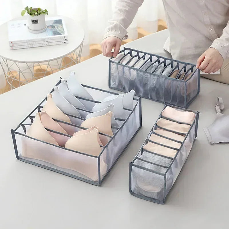 Closet Drawer Organizer - 6 Grid Underwear & Sock Storage Box for Wardrobe