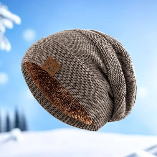 Winter Beanie Soft Slouchy Knit Hat Skull Cap Warm windproof Cuffed Silk Hat Lining Beanie Casual Men Women Hiking Running Hat