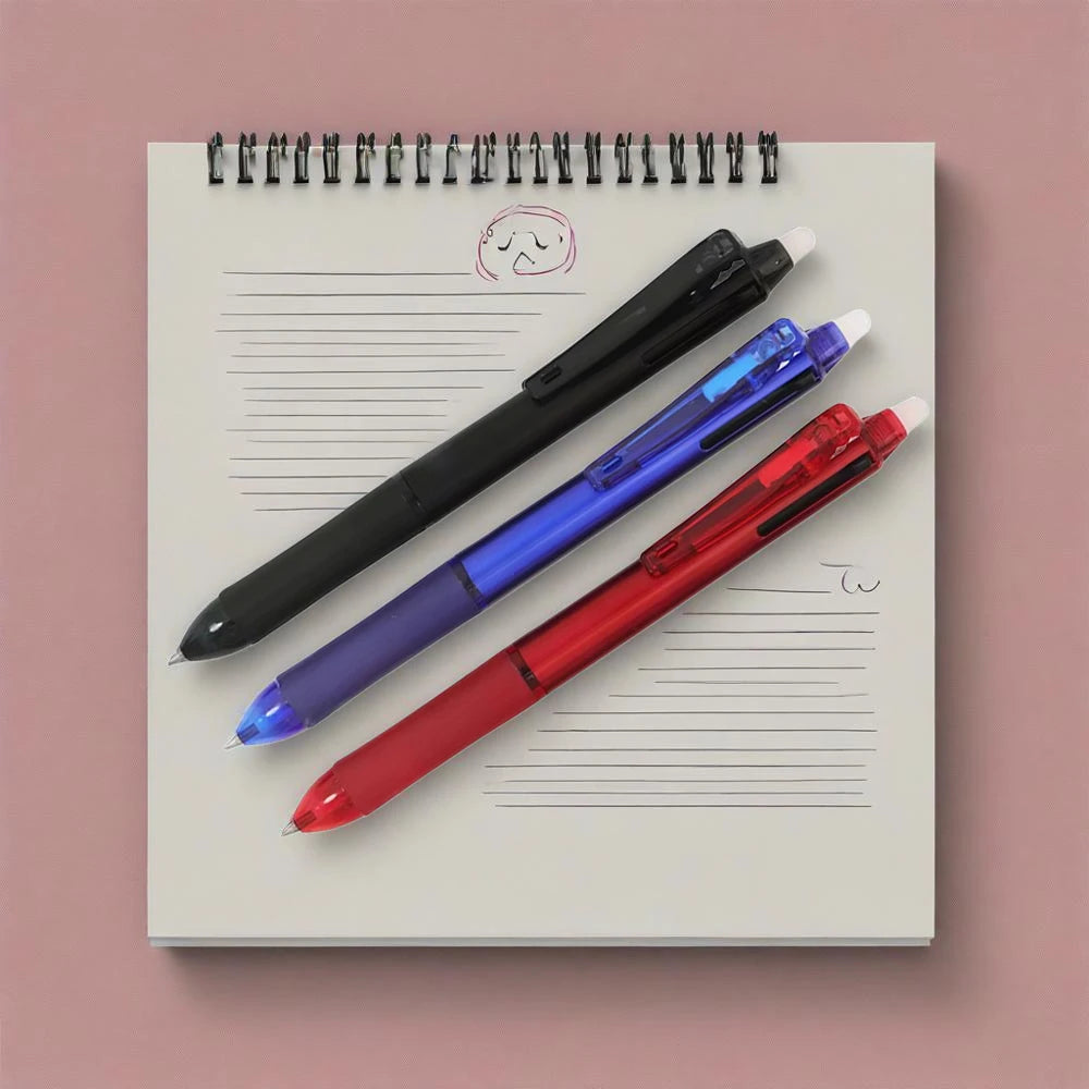 3 in 1 Colored Erasable Pen Set for School Writing, 3 pens + 10 refills