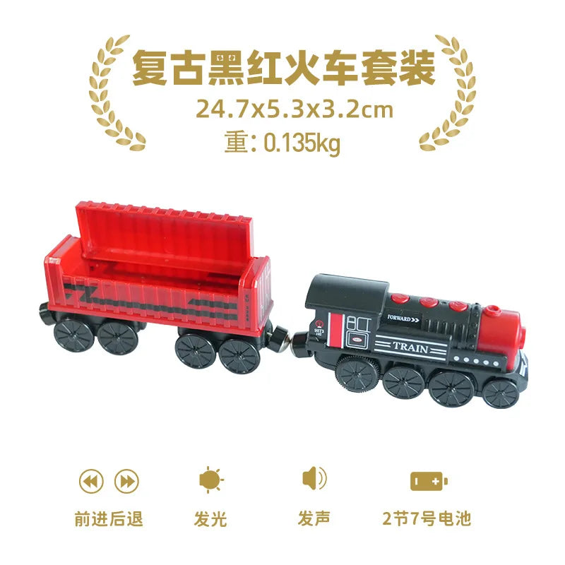 Electric Train Set Toys Model Train Electric Car Fit For Wooden Railway Wood Train Track Christmas Gift For Children