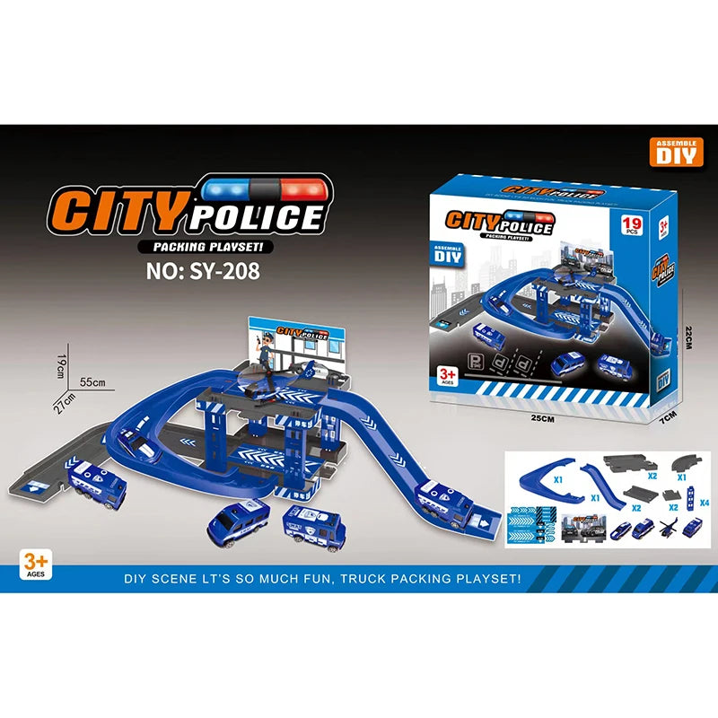 Parking Track Car Children Toys Police Cars Fire Engines Engineering Vehicle Ramp Road Construction Inertial Sliding Track Games