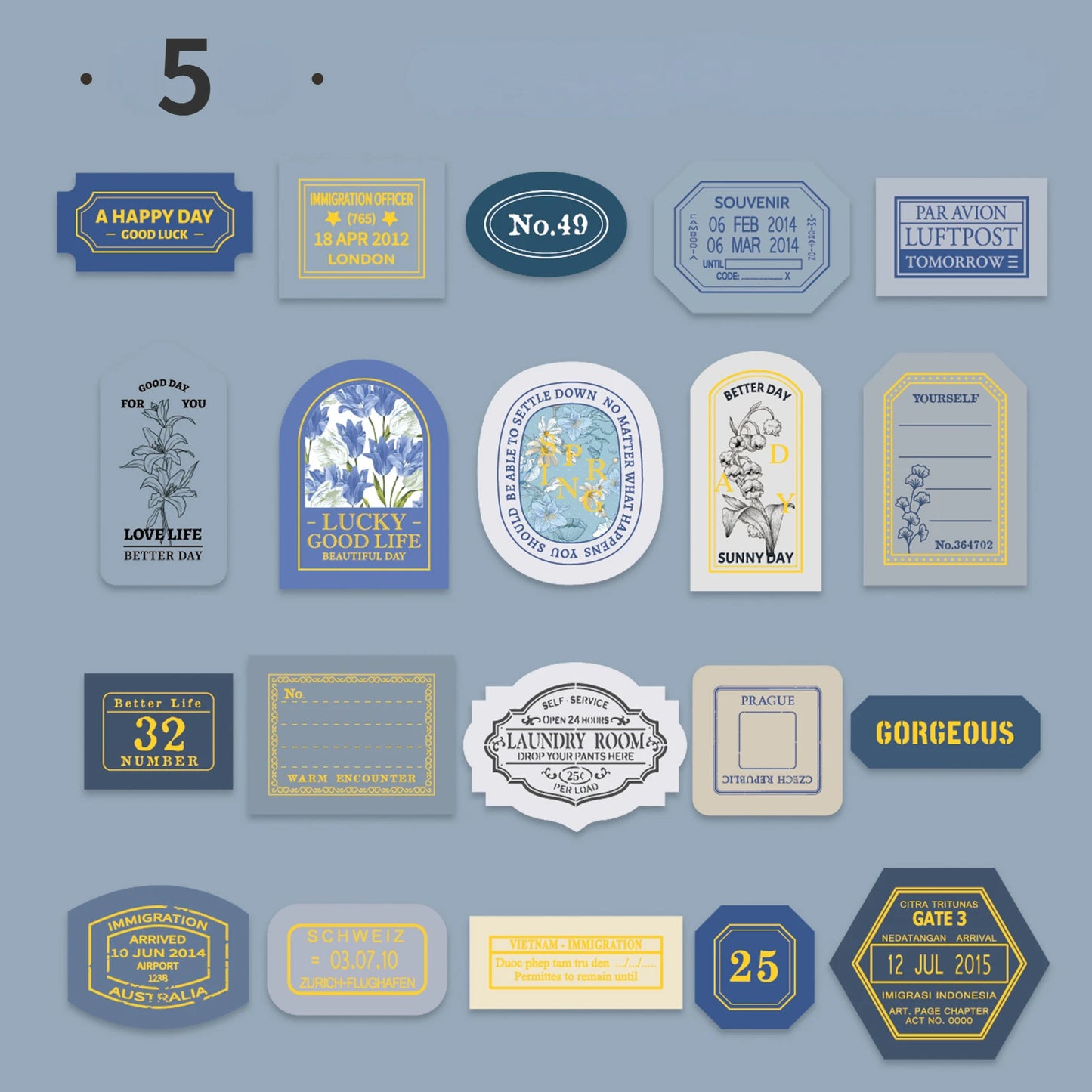 Mr. Paper Light Retro Label Box Stickers Writable Sealing Sticker Decoration Handbook Stickers Aesthetic Stationery 40pcs/box
