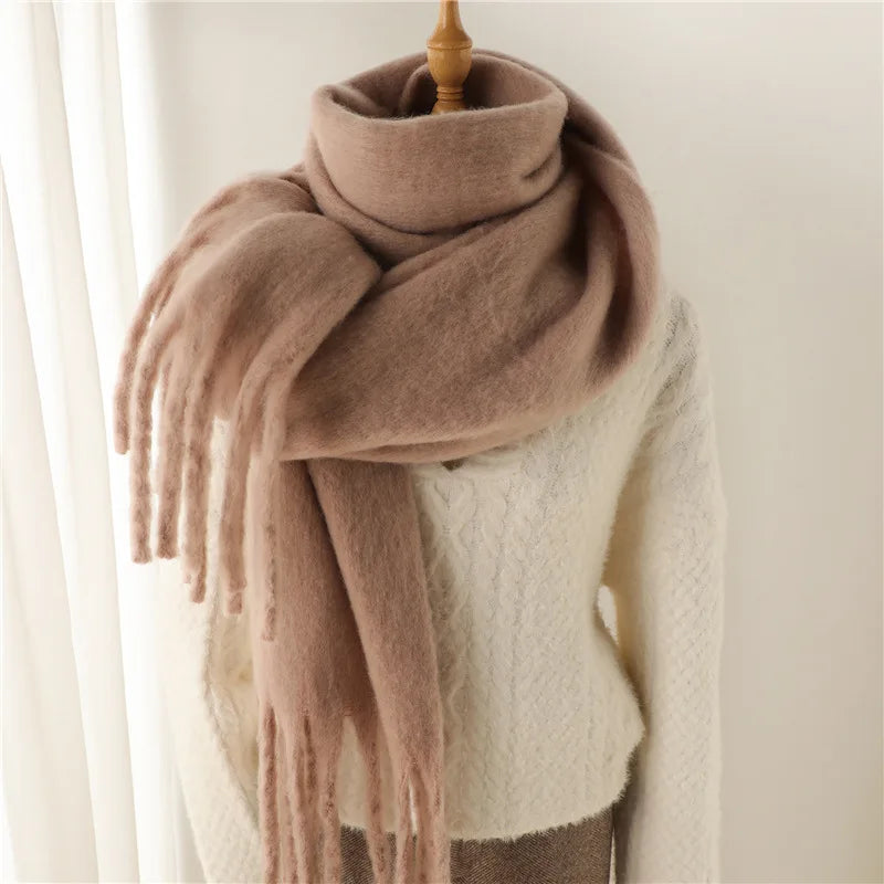 2025 Women's Luxury Winter Cashmere Scarves - Pashmina , Thick Blanket Wrap with Long Fringe for Him & Her Couple-style Scarves