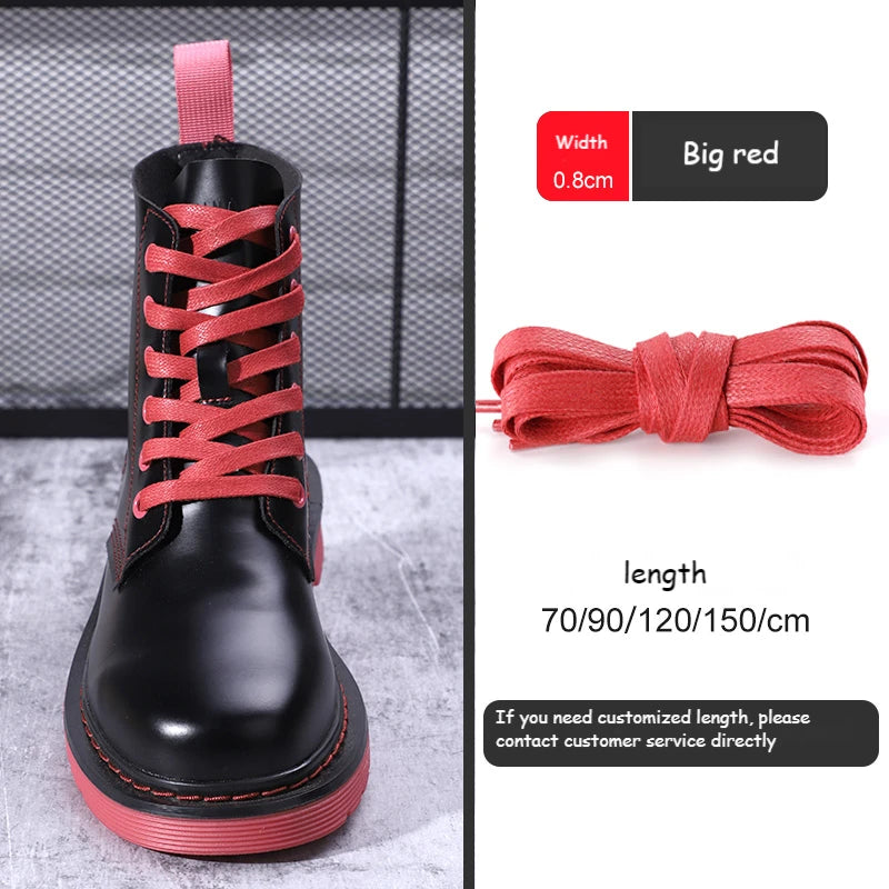 1 Pair Shoelaces 0.8 CM Waxed Cotton Width Flat Waterproof Shoe Laces Unisex Boots Casual Sneakers Shoelace Leather Shoe Lace