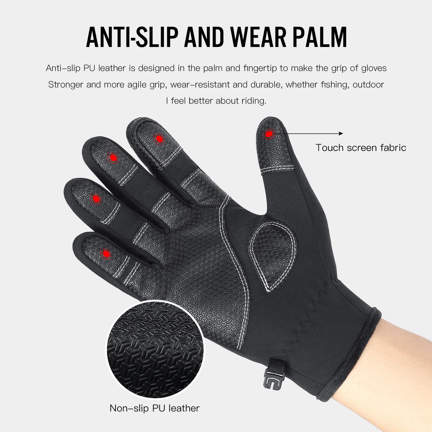 Outdoor Winter Cycling Skiing Gloves Black Waterproof Warm Touchscreen Anti-slip Mountaineering Motorcycle Ski Gloves