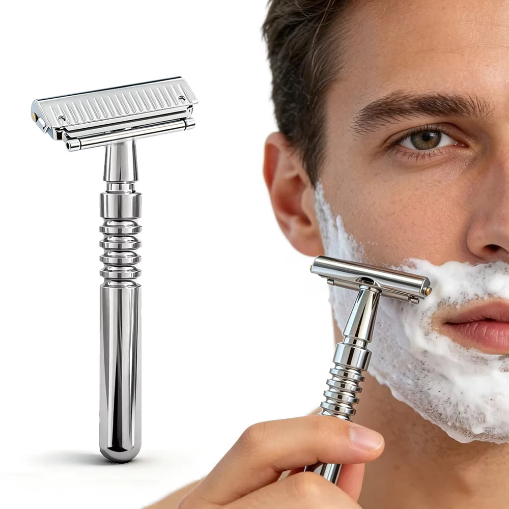 22T-2 New Reusable Twin Half Blade Safety Razor with Travel Case 30° Angled Precision Super Shaving Shaver for Men Grooming Care