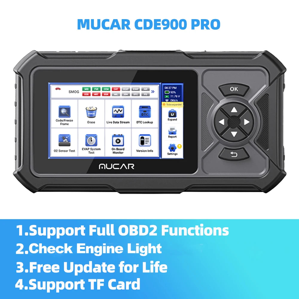 MUCAR CDE900 PRO OBD2 Scanner - Professional Automotive Diagnostic Tool with 32GB Storage