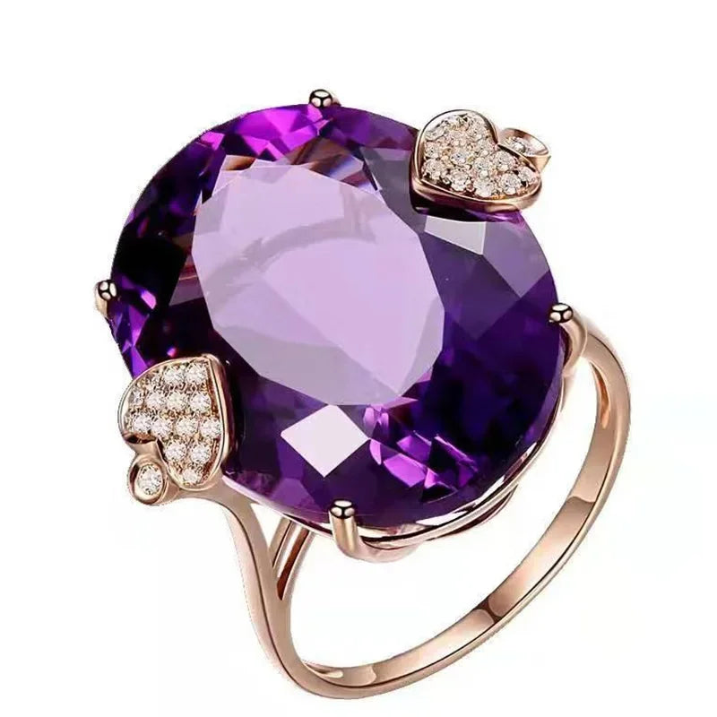 Champagne Crystal Statement Ring - Designer Square Cut Engagement Ring