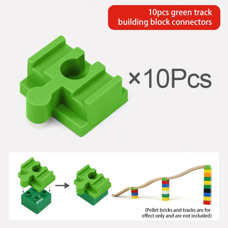 NEW Wooden Track Connector Set Building Block Connection Adapters Train Track Railway Rail Toy DIY For Kids Birthday Xmas Gifts