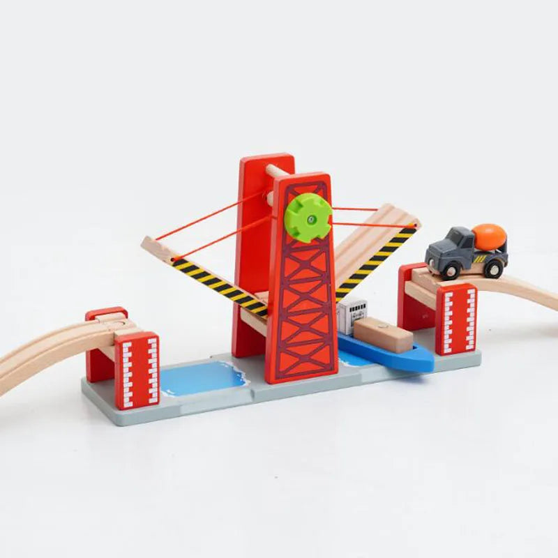 Wooden Train Track Set Accessories Track Expansion Part Wooden Railway Scene accessories Bridge Christmas Gift For Toddlers