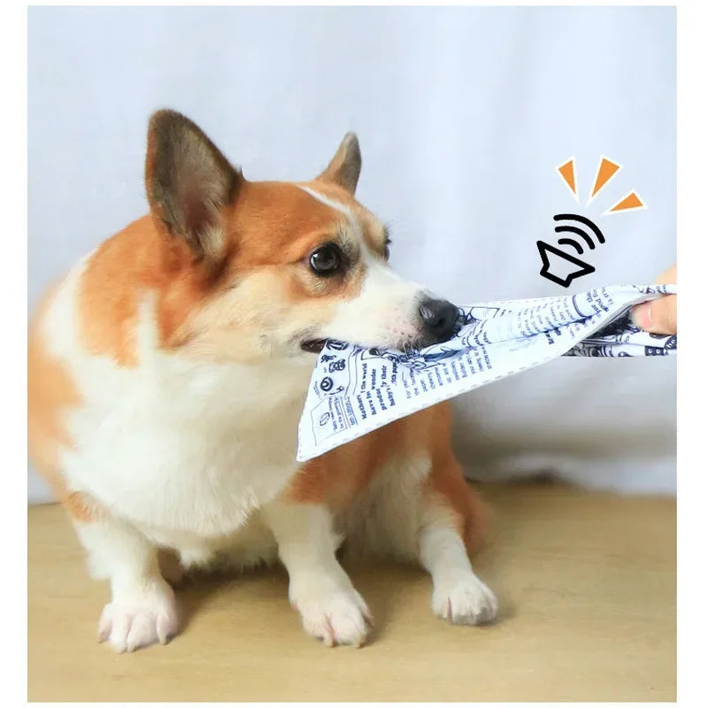 Bite-resistant Newspaper dog toys Funny Squeaky Sounder Sounding Paper Small medium chew dog toys Frenchbull Easy clean puppy