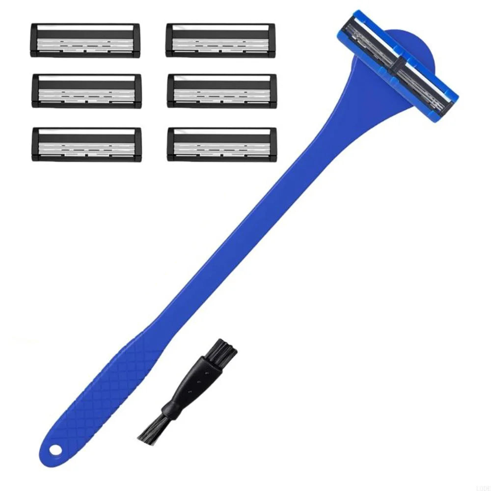 Men's 2-in-1 Silicone Back Shaver Scrubber Razor with Three Layers for Efficient Back Hair Removal Shaving Tool