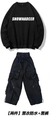 Ski Suit Multi Pocket Outdoor Ski Set Single Board Waterproof Thickened Warm Snow Pants for Men and Women