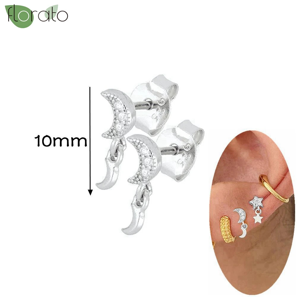 925 Silver Needle Exquisite Zircon Small Earrings Fashion Stud Earrings for Women Anti Allergy Cartilage Puncture Jewelry Gift