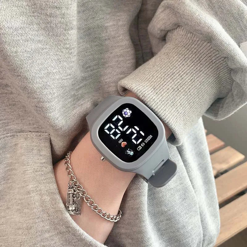 LED Digital Sports Watch - Waterproof Square Dial Silicone Wristwatch