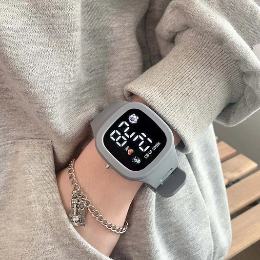 LED Digital Sports Watch - Waterproof Square Dial Silicone Wristwatch