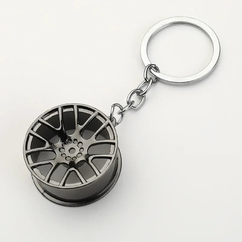 Automotive Gear Head Keychain - Speed Gearbox Keyring with Turbo Hub & Brake Disc Design