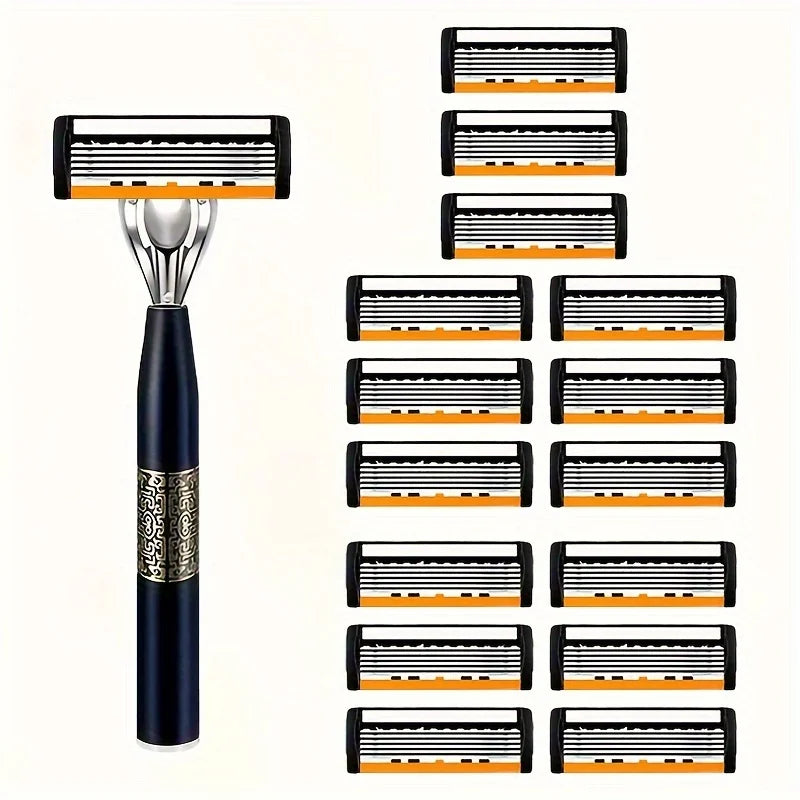 6-Layer Safety Razor Stainless Steel Progressive Blade Easy to Shave Men's Shaving and Women's Hair Removal Shaving Tools
