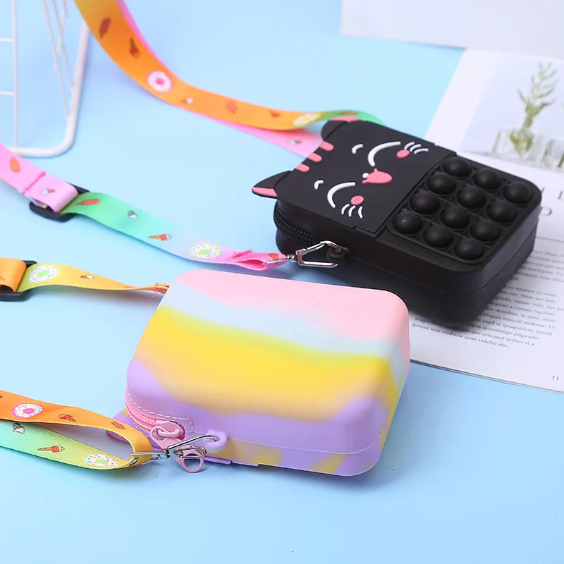 Kawaii Unicorn Fidget Crossbody Bag - Push Bubble Stress Relief Purse