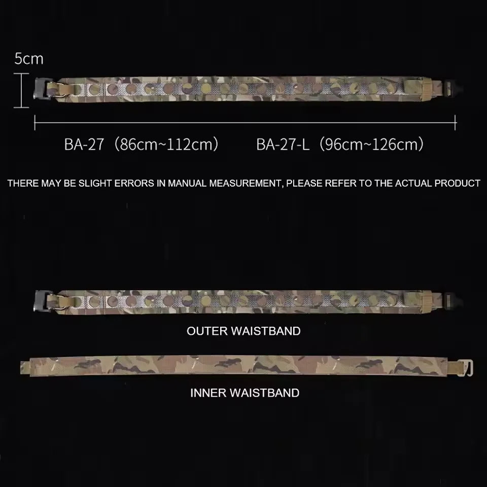 Tactcal Battle 2 Layers Waistbelt Ferro Bison Belt Quick Detach Metal D-Ring Buckle MOLLE Hunting Combat Waistband Airsoft Gear