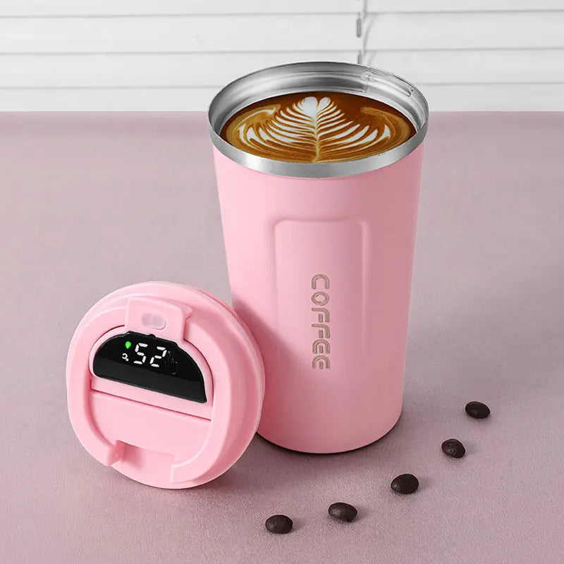 Smart Temperature Display Tumbler - 380ml Stainless Steel Insulated Travel Mug with LED Display