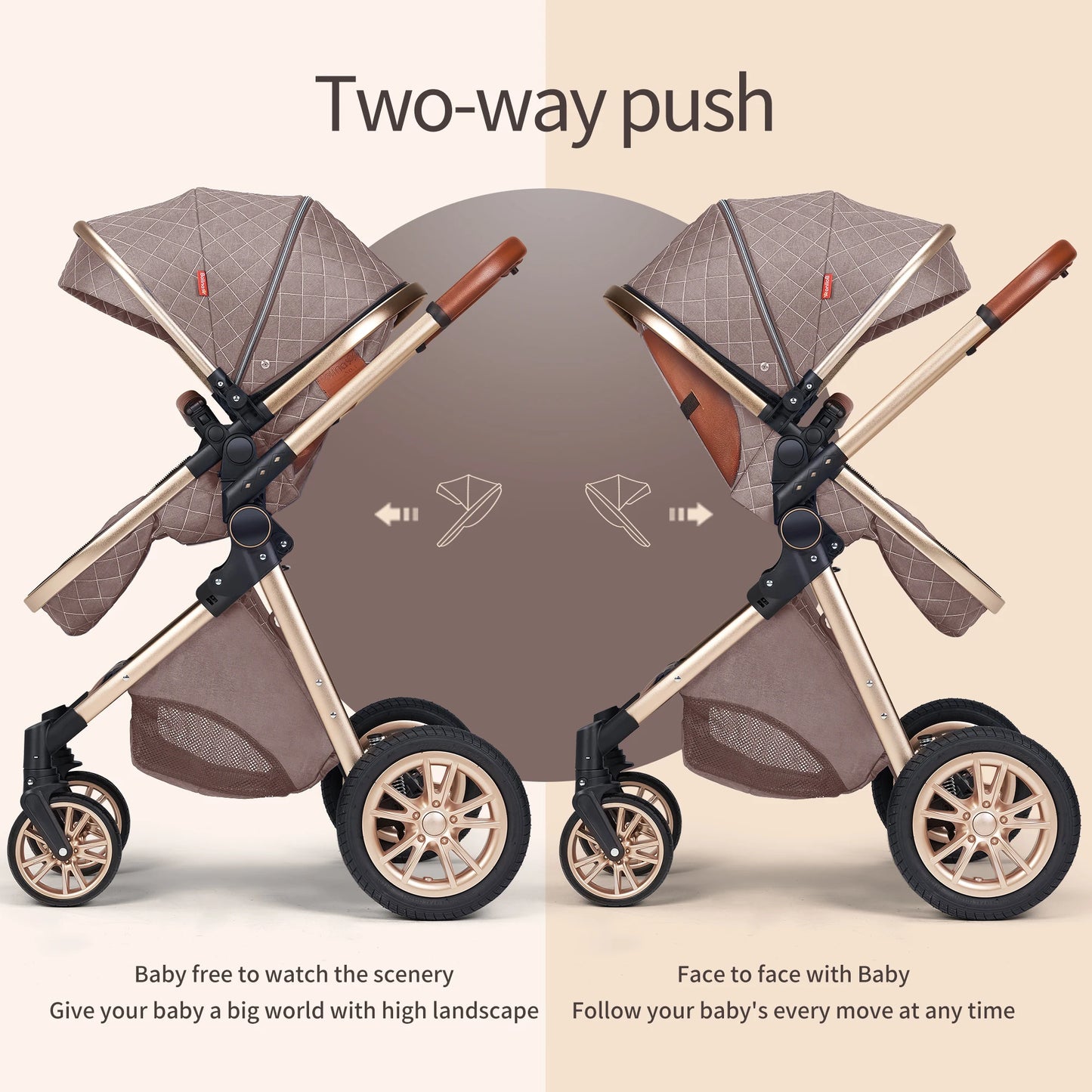Premium 3-in-1 Luxury Baby Stroller - High Landscape Reversible Pram