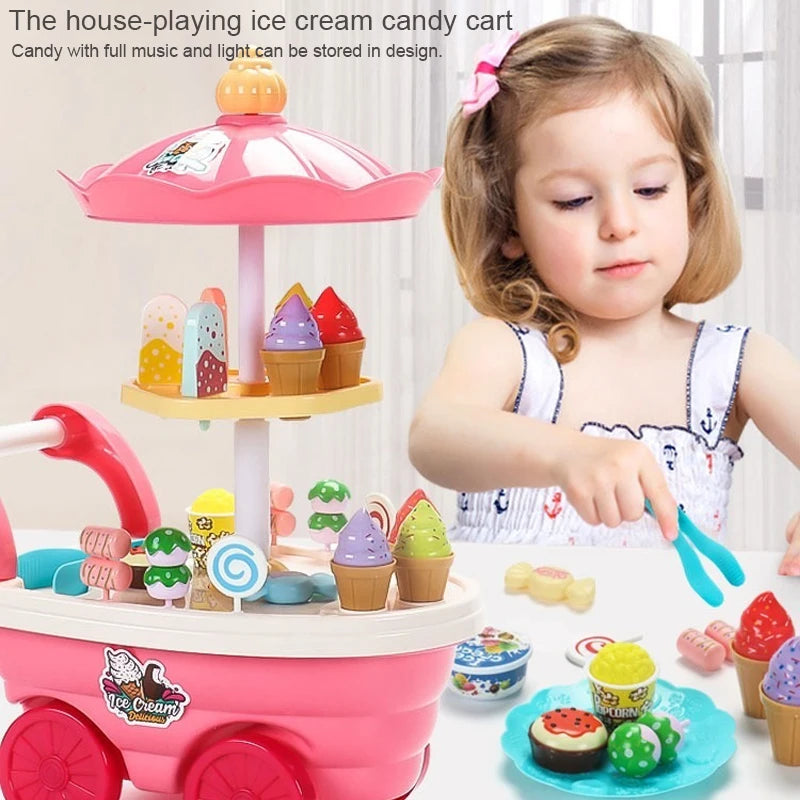 Premium Ice Cream Truck Play Set - Simulation Kitchen Cart Toy