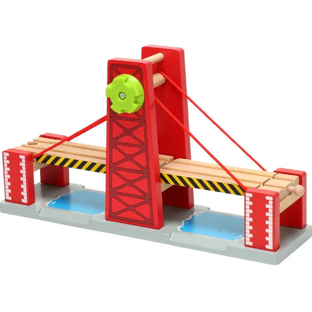Wooden Train Tracks Scene Accessories Wooden Double Platform Gas Station Airplane Airport Educational DIY Toys For Children