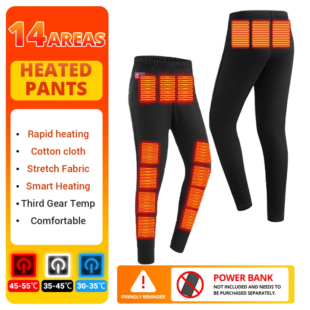 Winter Heated Thermal Underwear Skiwear Heated Jacket Fleece Warm Top Pants USB Electric Heating Clothing