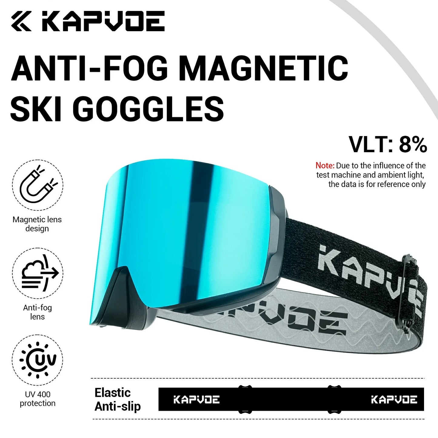 KAPVOE UV400 Magnetic Attraction Lens Outdoor Sports Photochromic Ski Goggles Men Snowboard Glasses Women Winter Snow Sunglasses