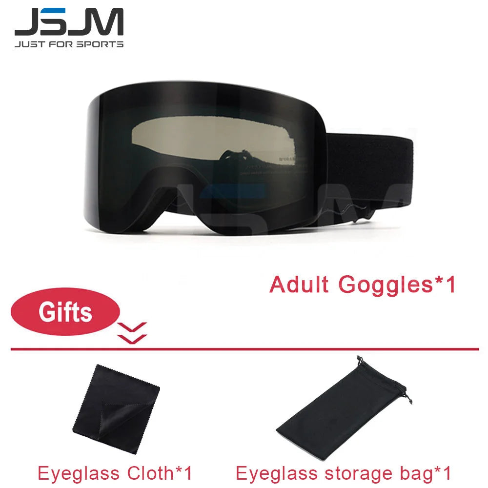 JSJM New Adults +Kids Professional Anti-Fog Ski Goggles Snowboard Goggles UV400 Double Layers Skiing Glasses XMAS New Year Gifts