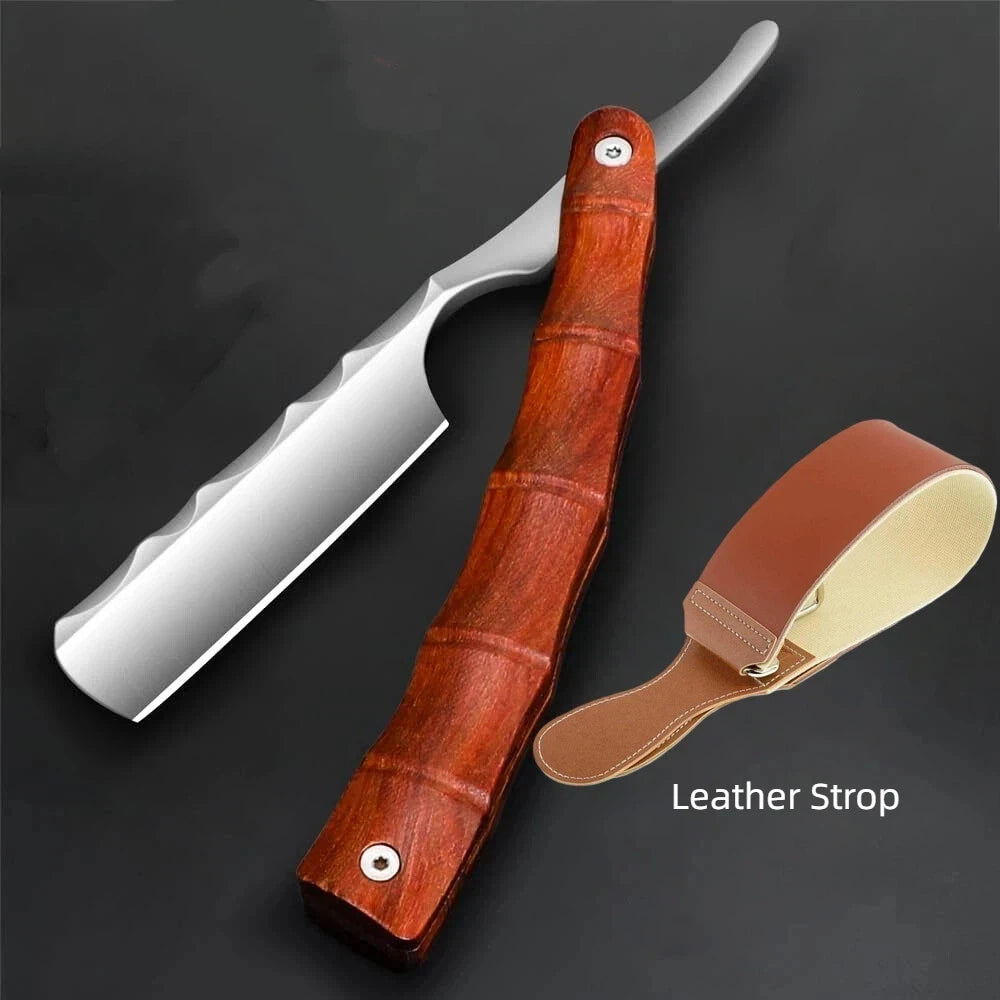 Professional Straight Blade Razor  - Wood Straight Edge Barber Razor Stainless Steel Sharp Shaver Razor for Men Home & Salon