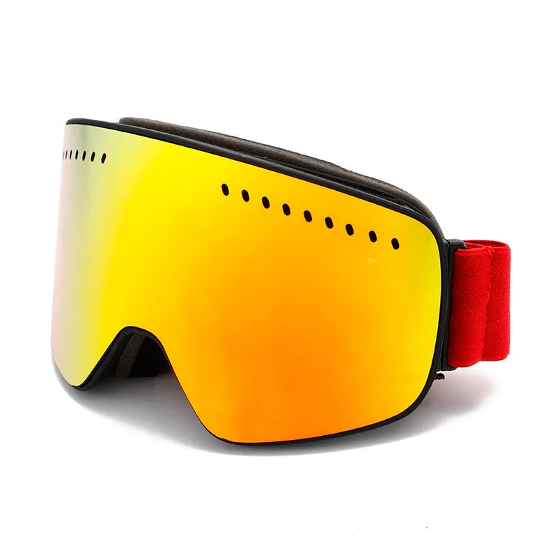 New colorful cylindrical magnetic double-layer anti-fog ski goggles outdoor windproof large-field night vision mountaineering go