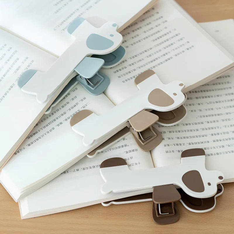 Puppy Shape Plastic Book Clip Cartoon Reading Auxiliary Fixed Book Clip Bookmark Creative Design Practical Bookstore Note Clip