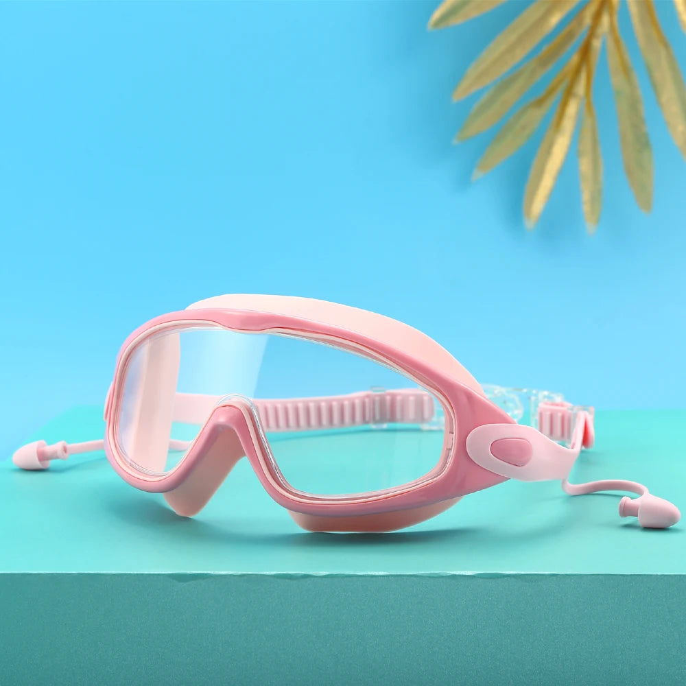 Premium Adult Swimming Goggles - Large Frame Anti-Fog with Earplugs