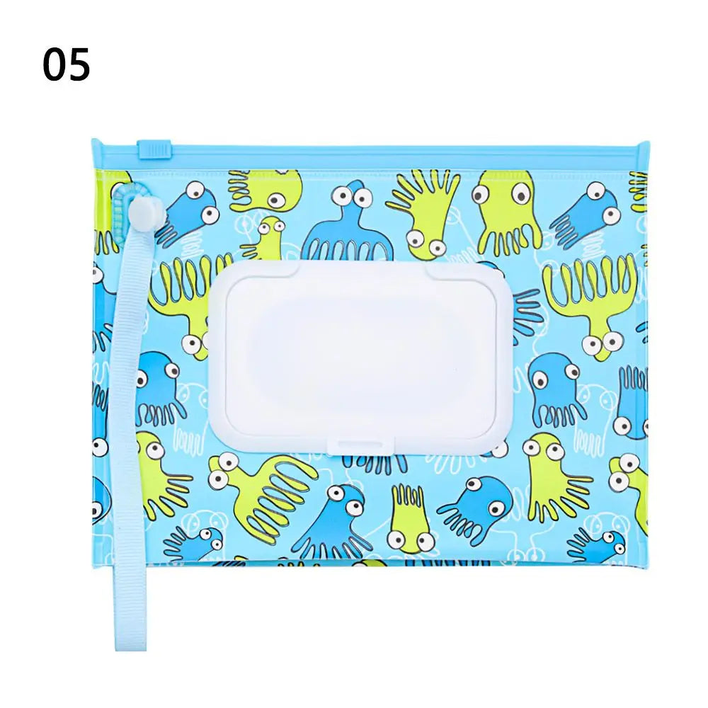 Hot Refillable EVA Wet Wipes Bag Cosmetic Pouch Tissue Box Wipes Holder Flip Cover Snap-Strap Carrying Case Stroller Accessories