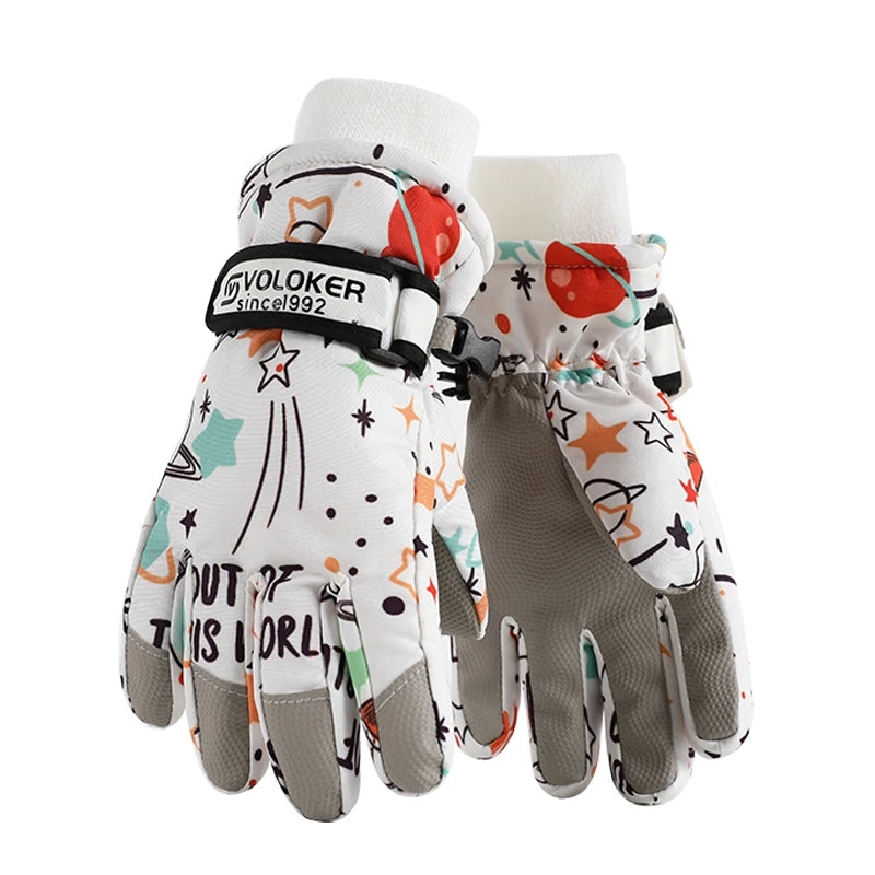 Cute Children's Ski Gloves, Waterproof, Touchscreen Compatible, Winter Children's Outdoor Gloves, Windproof And Warm