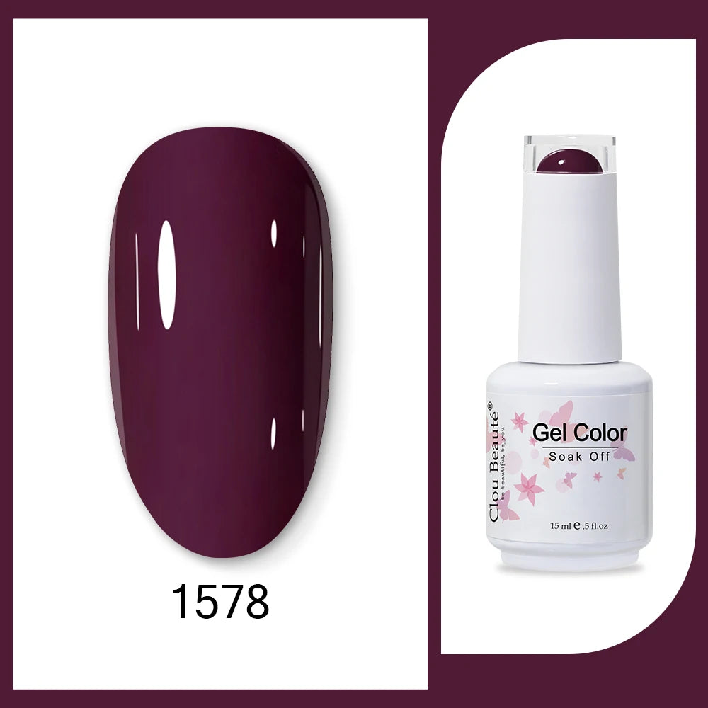 Clou Beaute 15ml HEMA TPO FREE Gel Nail Polish Bright Dark Army Green Gel Lacquer Semi Permanent Art Organic  Nail Gel Varnish