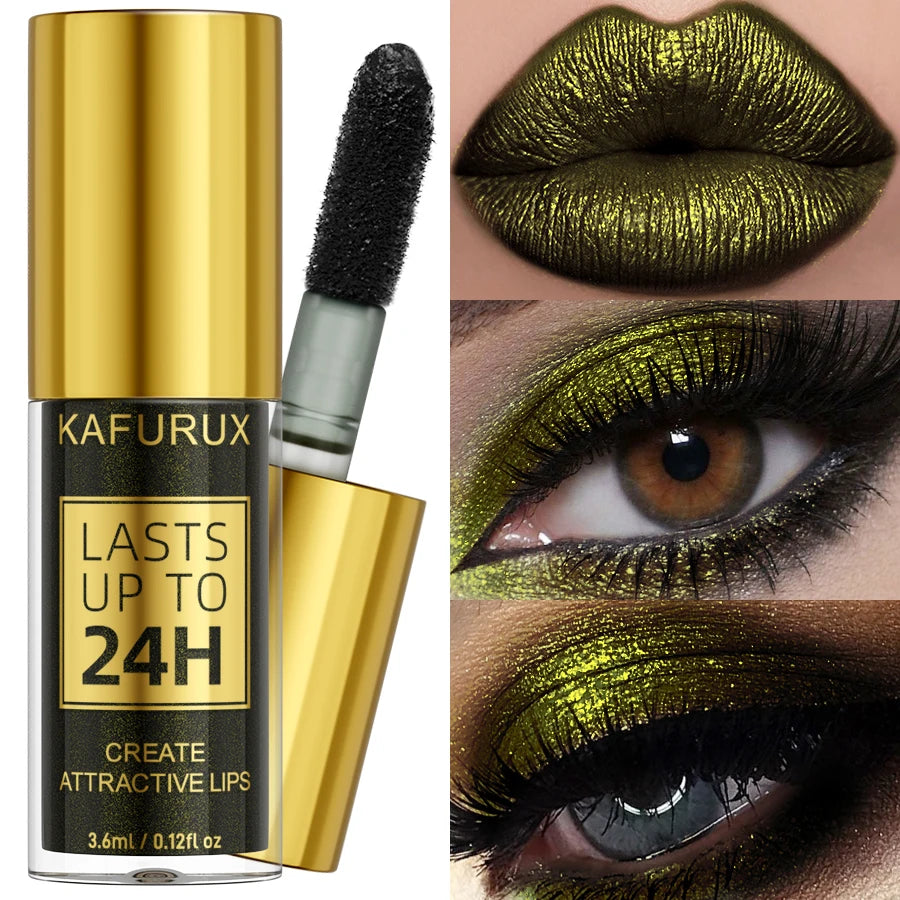 3 Colors Smoky Green Lipstick Pencil Stick Waterproof Pearlescent Metallic Glitter for Eye or Lip Makeup Tool Gifts Cosmetic