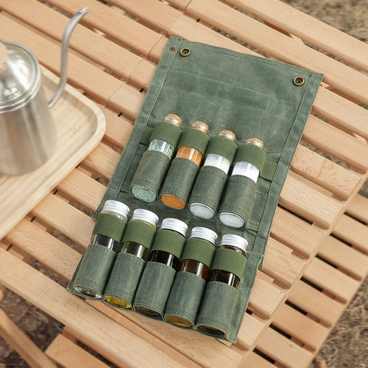 Waterproof Canvas Spice Storage Bag for Outdoor Camping & BBQ