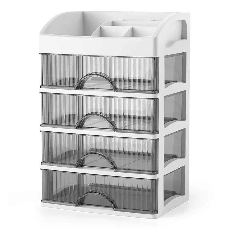 Multi-Layer Transparent Makeup Organizer with Drawer Storage