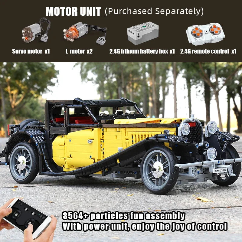 MOULD KING 13080S Technical Car Building Blocks T50 Vintage Car MOC-25153 Bricks Model Educational Toys For Kids Birthday Gifts