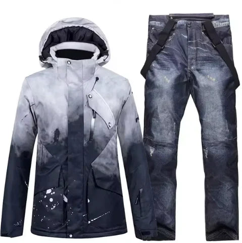 Snowboarding Suit Sets for Men and Women, Snow Wear Clothing, Waterproof, Ski Jacket, Strap Pant, Winter Costume, For Adult